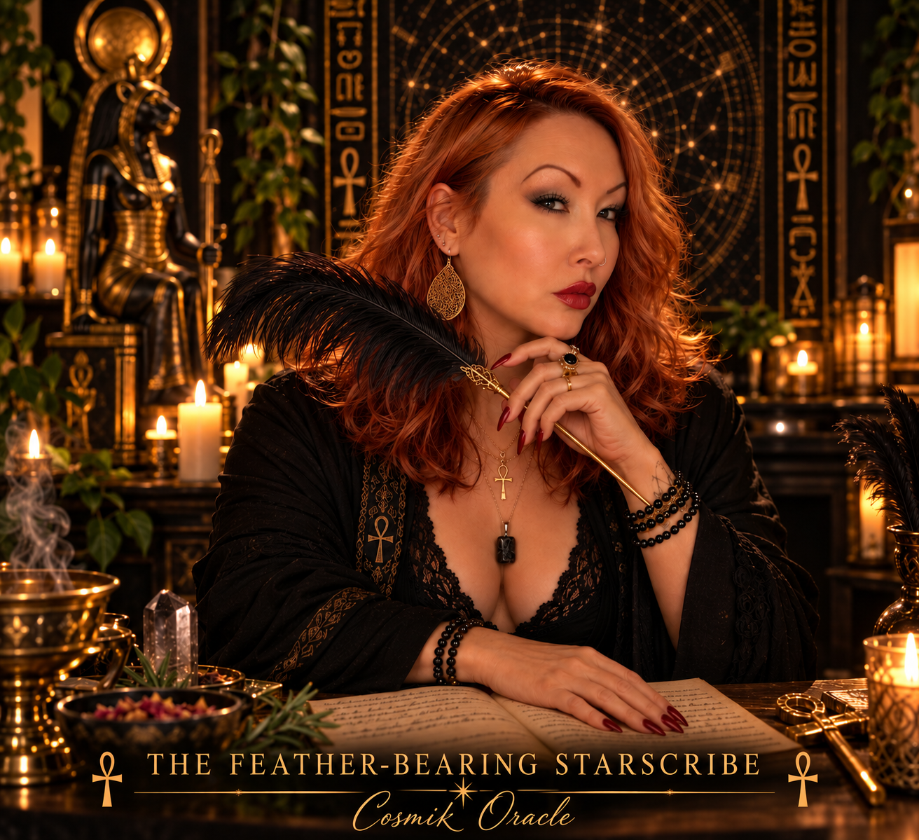 Cosmik Oracle โ The Feather-Bearing Starscribe