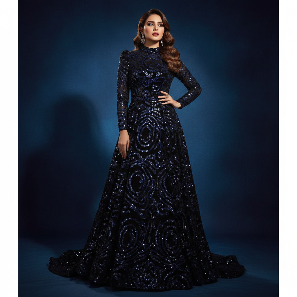 Velvet Party Wear Gown – party wear | Marium's Collection