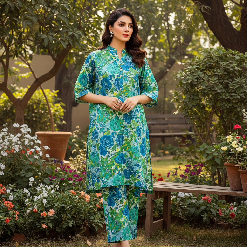 Cotton Printed Lawn 2PC – summer lawn | Marium's Collection