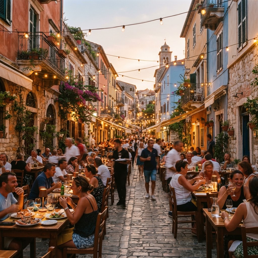 Lively Mediterranean old town — dining and exploring nearby while travelling