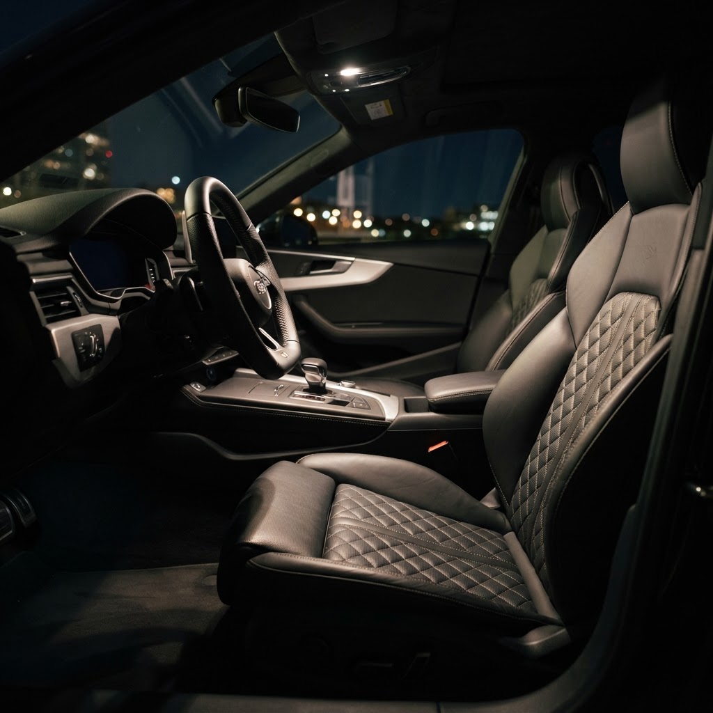 Cleaned and conditioned luxury car interior