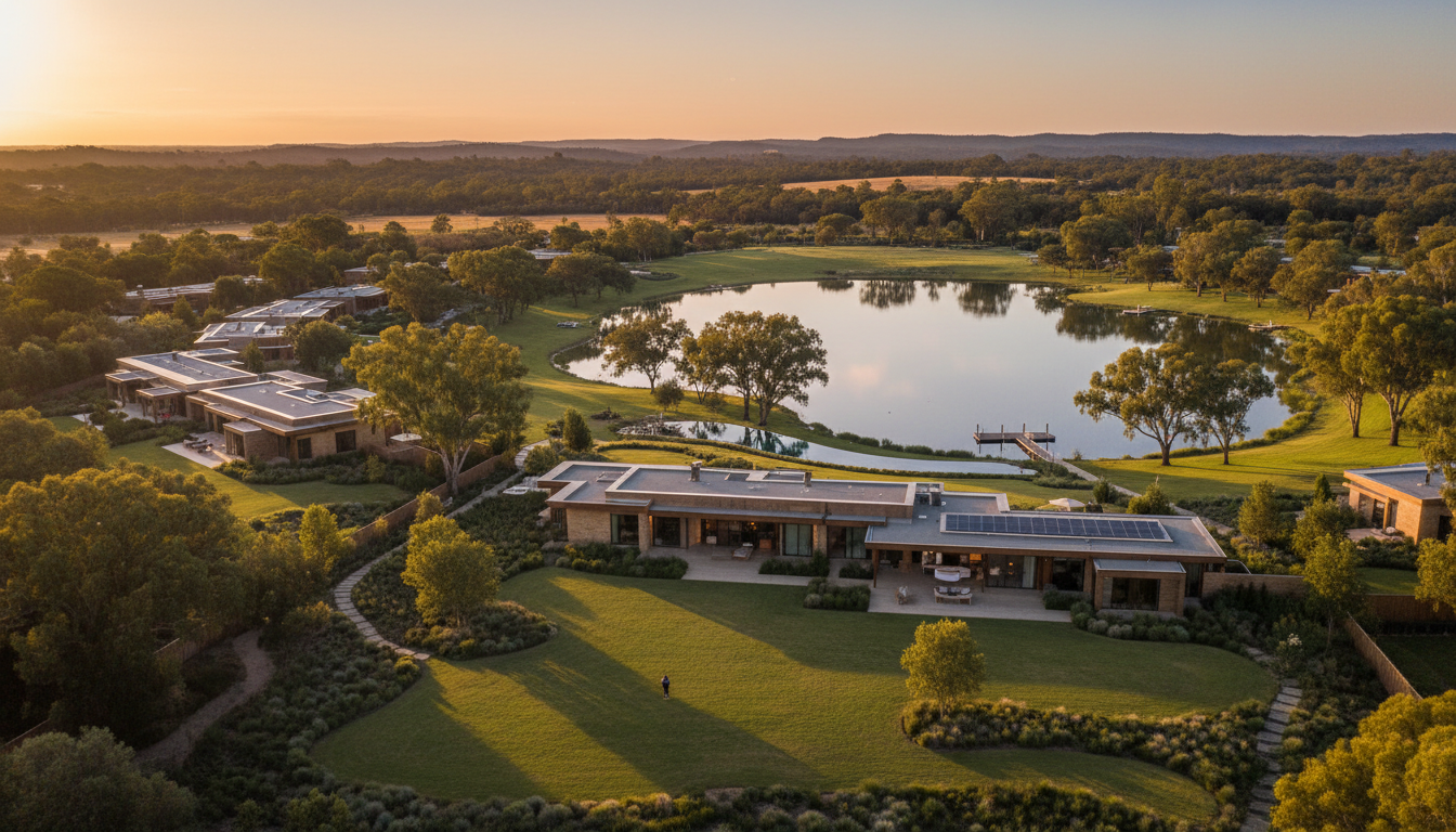 Luxury resort community at golden hour