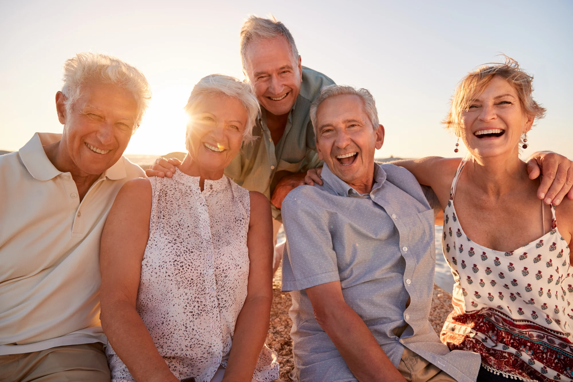 Friends enjoying golden hour together