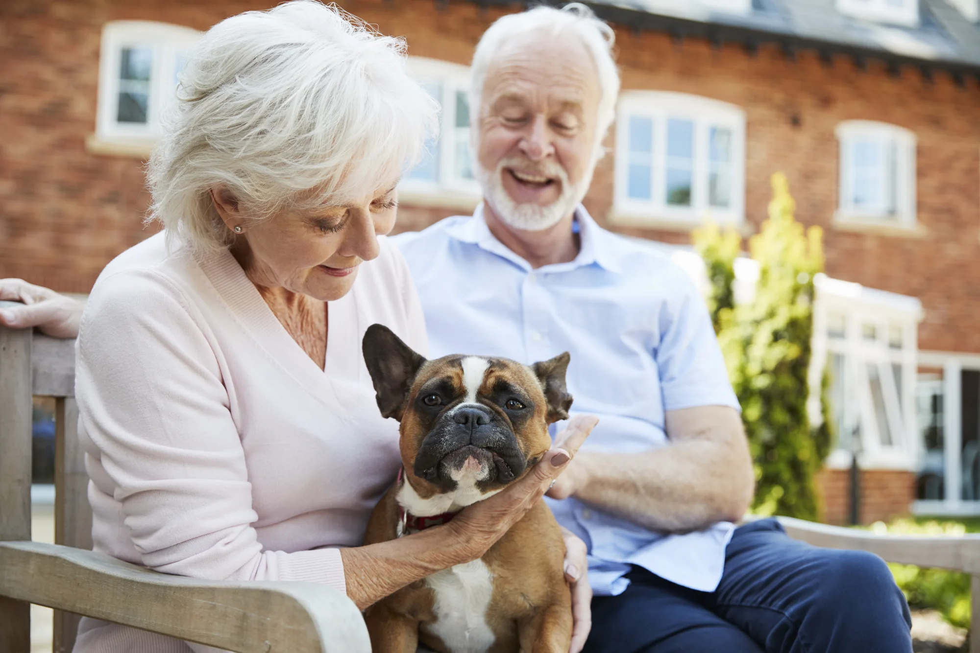 Senior couple with their dog
