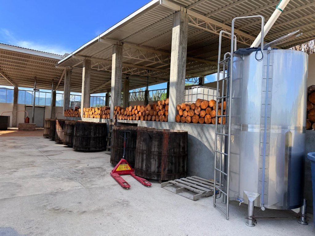 Fermentation barrels and firewood