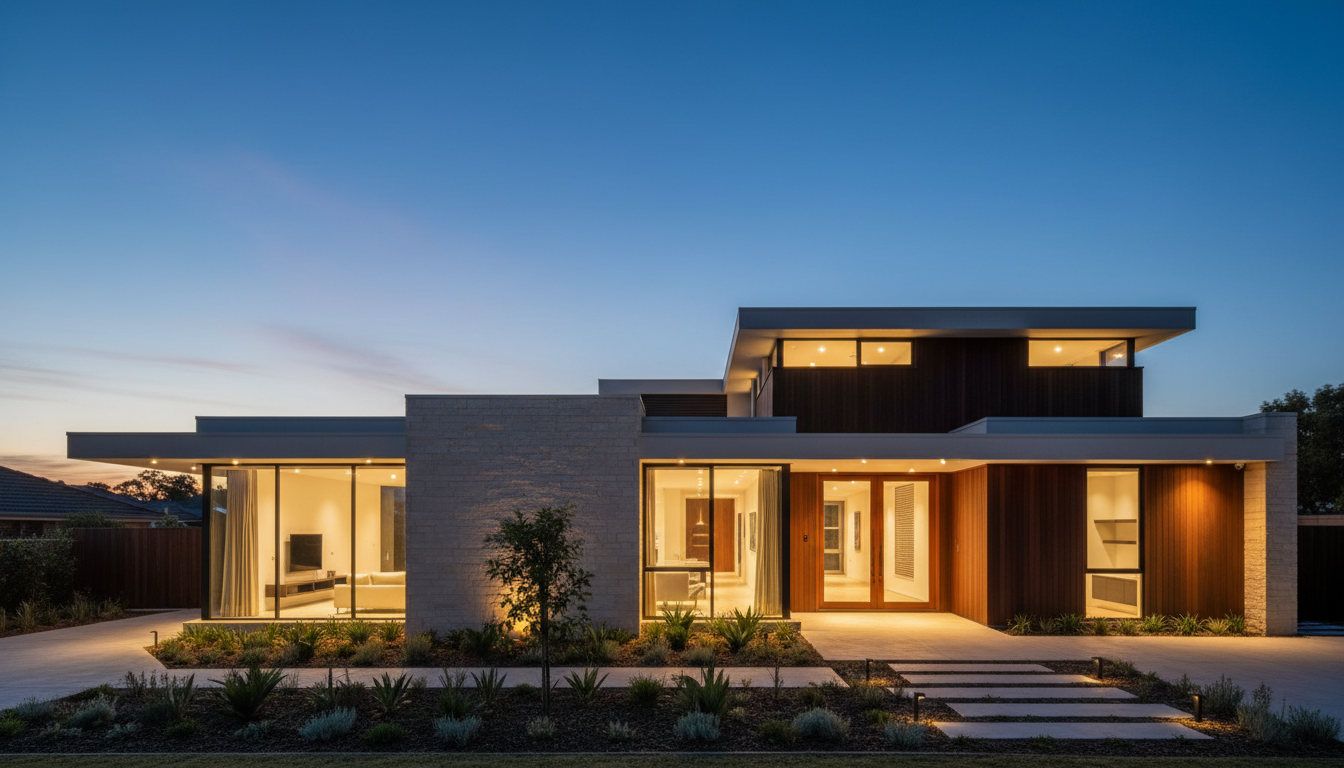 Premium Australian home at twilight