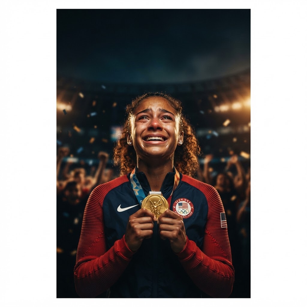 A young athlete at the height of preparation