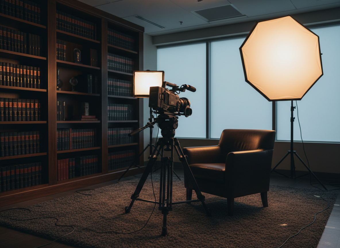 Professional video production setup with cinema camera for business YouTube content