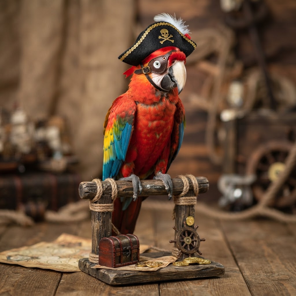 Parrot Pirate Hat & Patch
