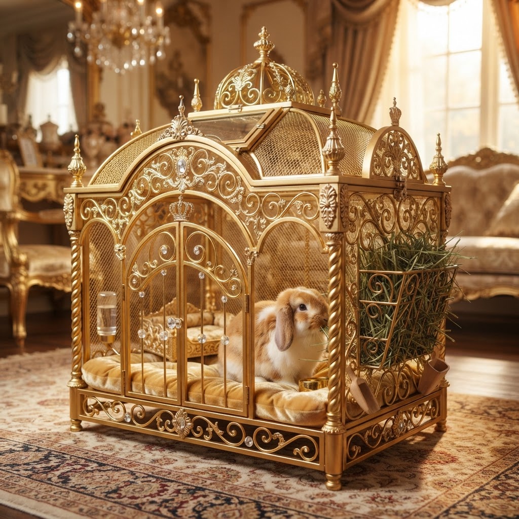 Ornate Rabbit Hay Feeder Hutch