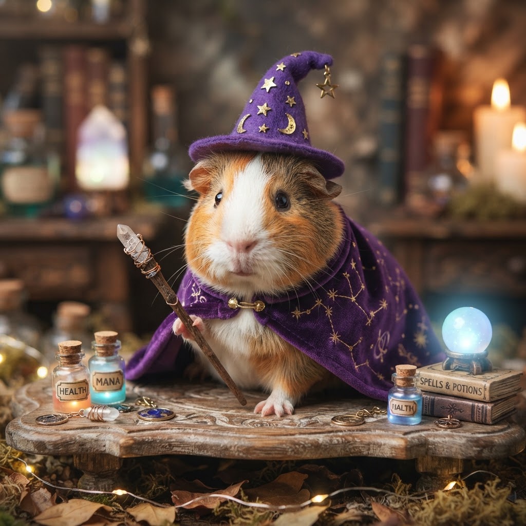 Guinea Pig Wizard Hat & Cape