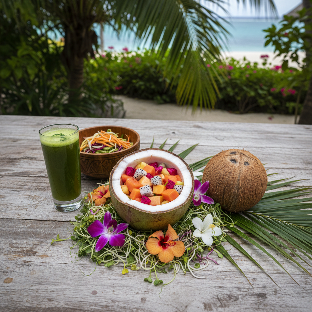 Raw vegan plant-based meal at Crown Jewel Eco Villa Belize