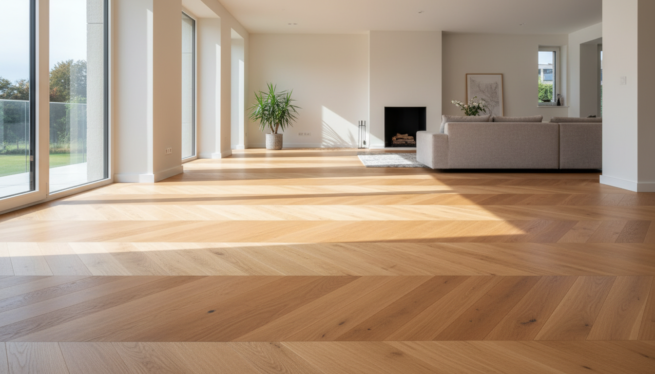 Herringbone hardwood floor installation