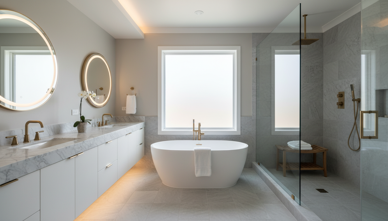 Modern bathroom renovation with walk-in shower