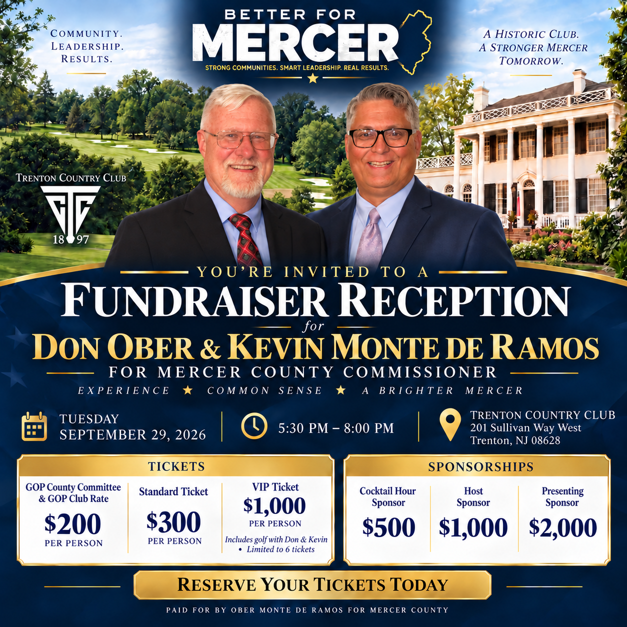 Fundraiser Reception Flyer — Don Ober & Kevin Monte de Ramos