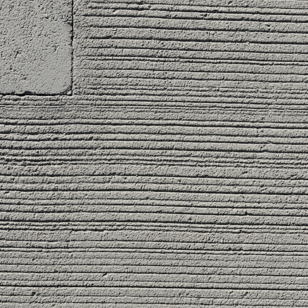 Broom finish concrete texture showing parallel grooves for traction