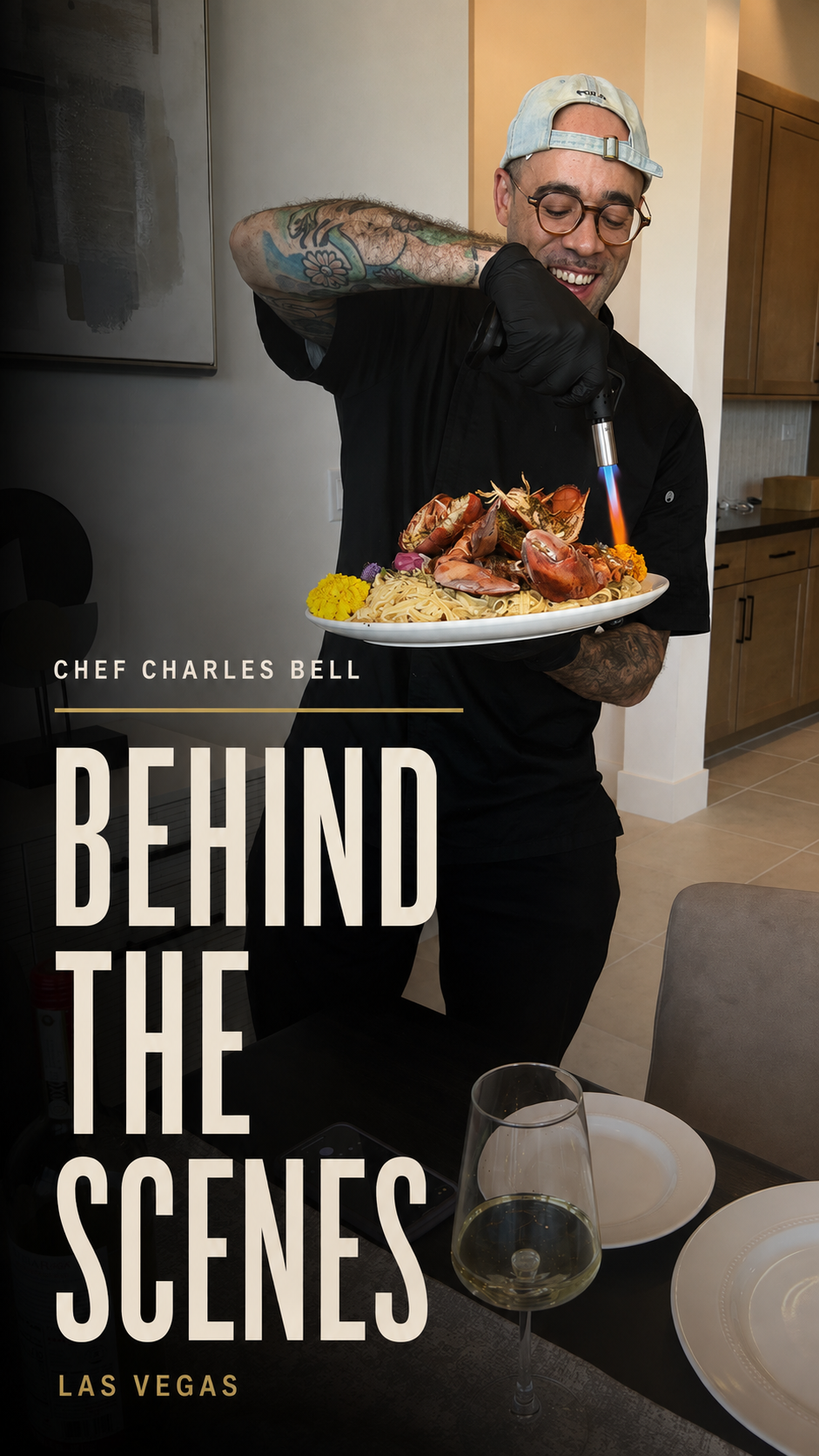 Chef Charles Bell at work behind the scenes