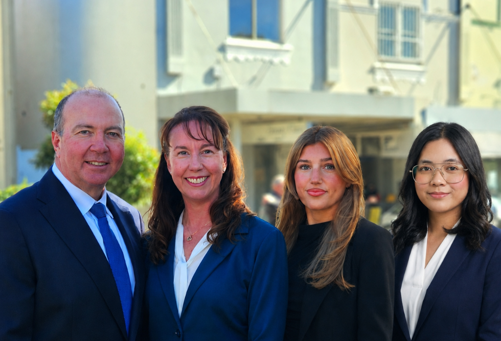 O'Rourkes Solicitors team — Aaron, Sally, Justine and Jhovena