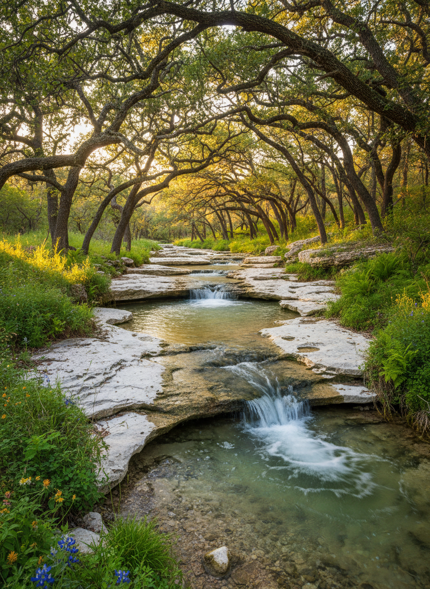 Spring-fed creek through limestone