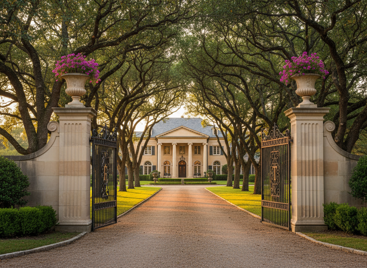 Estate behind gated entry