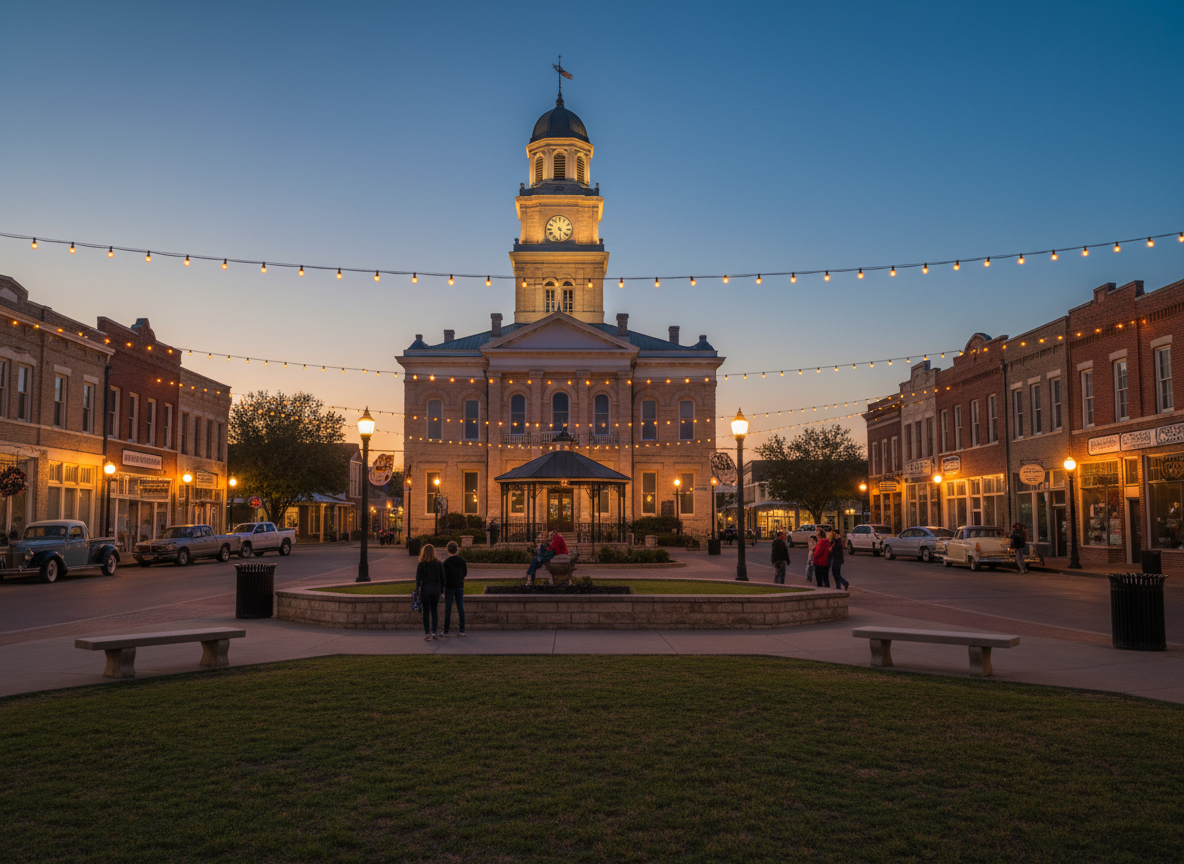 Granbury square at dusk