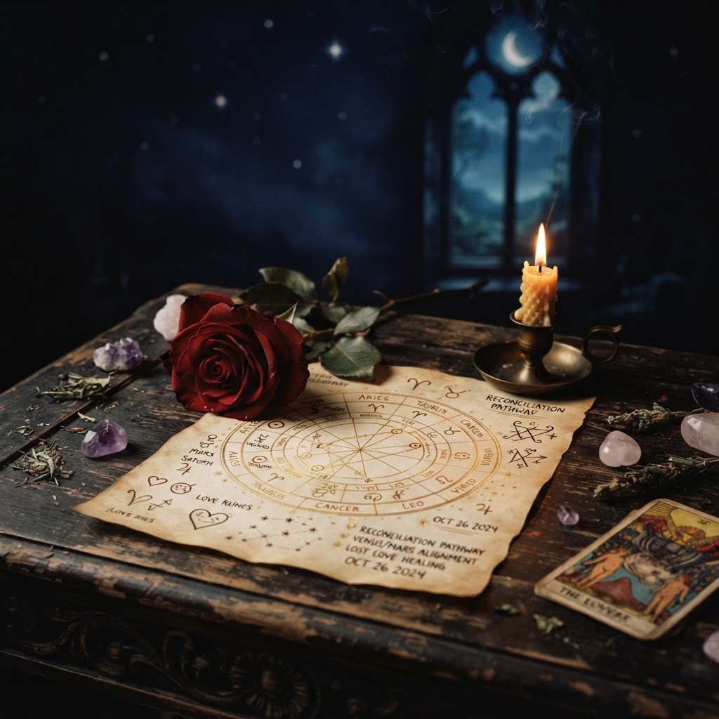 Astrology lost lover reconciliation guidance with candle and rose