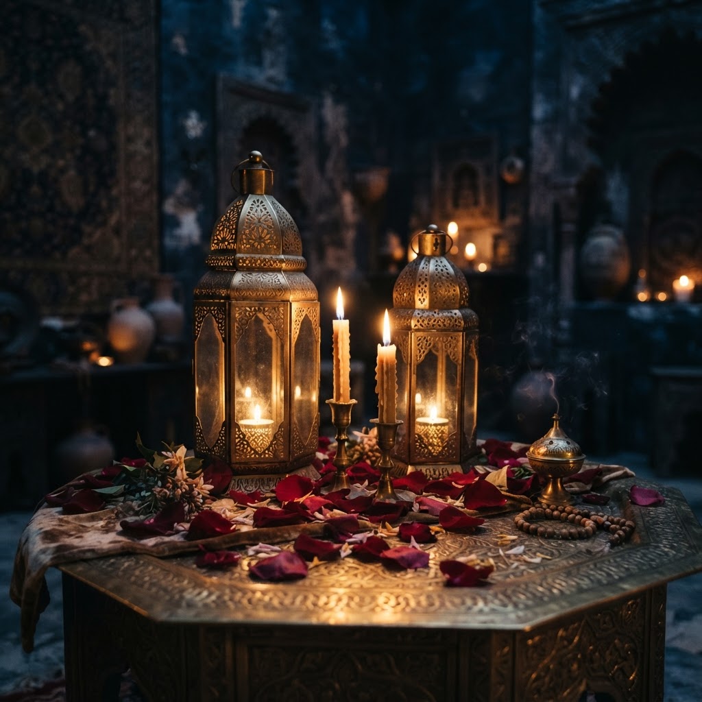 Jinn marriage magick consultation with ornate lanterns