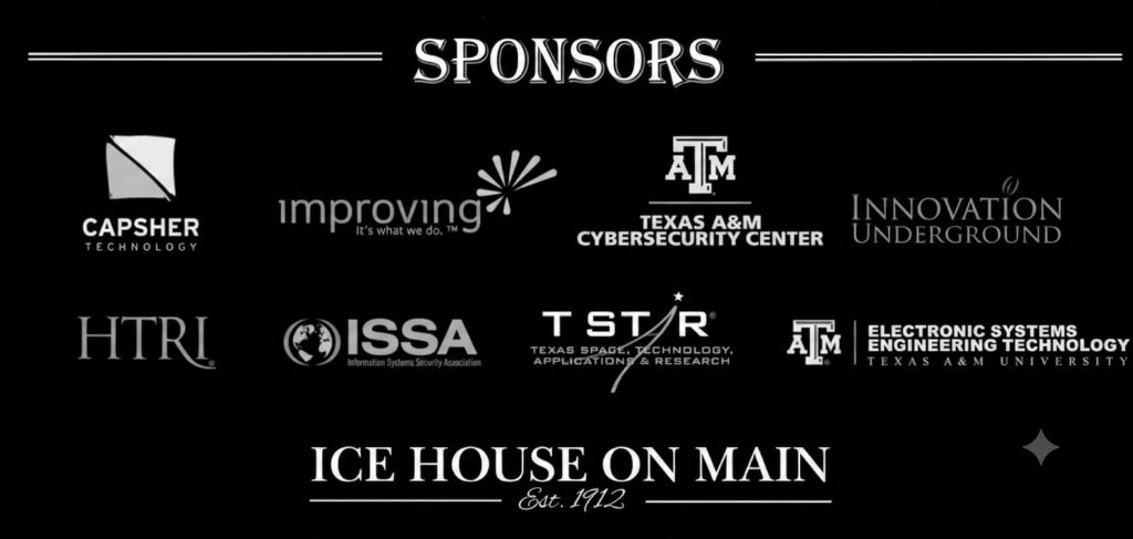 SDC Sponsors — Capsher Technology, Improving, Texas A&M Cybersecurity Center, Innovation Underground, HTRI, ISSA, TSTAR, Texas A&M ESET, Ice House on Main
