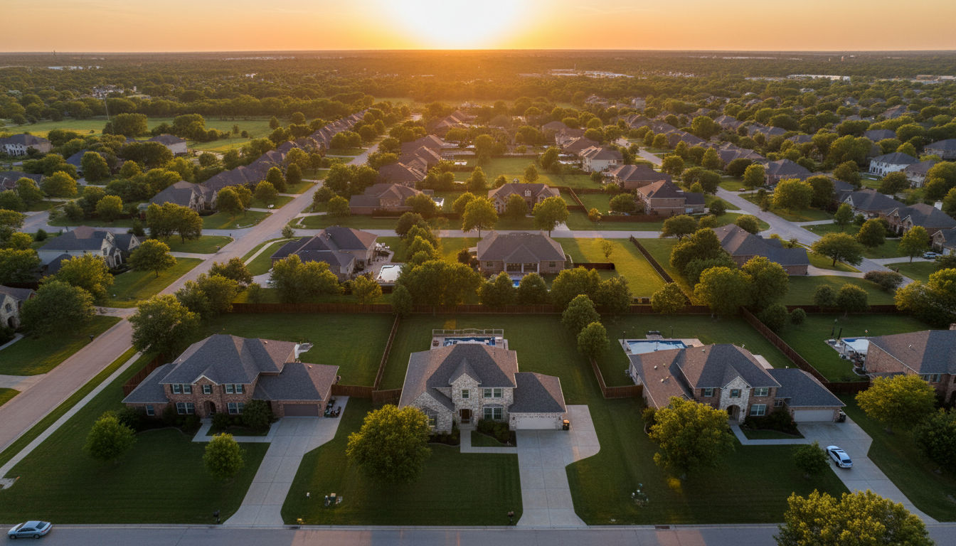Aerial view of residential neighborhoods