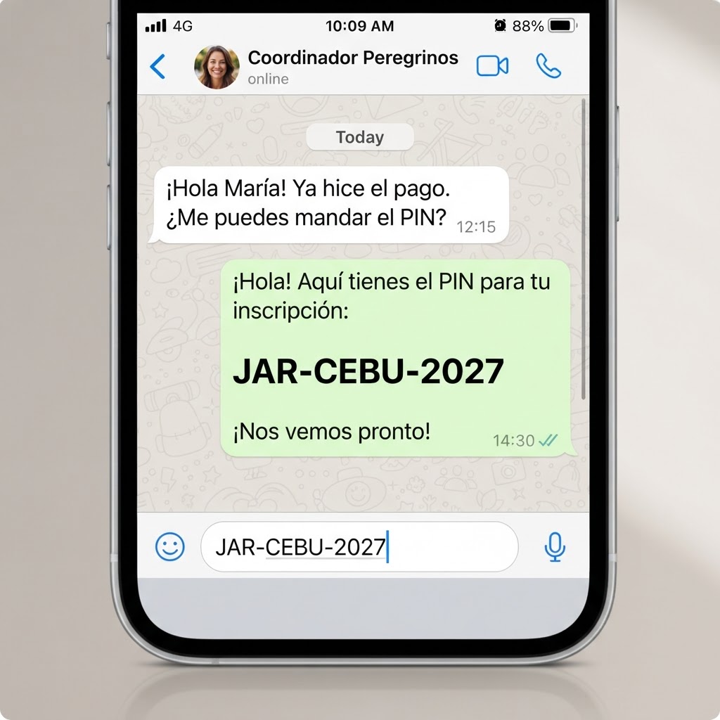 Captura: el coordinador comparte el PIN