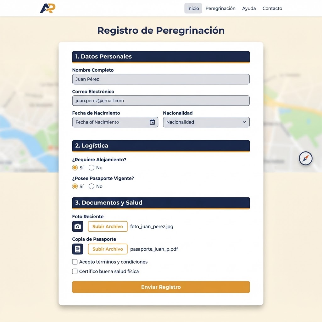 Captura: formulario de pre-inscripción