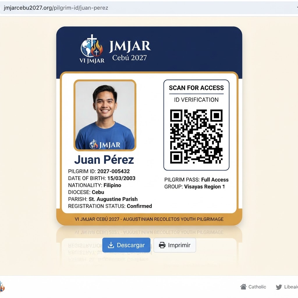 Captura: tarjeta de peregrino con QR