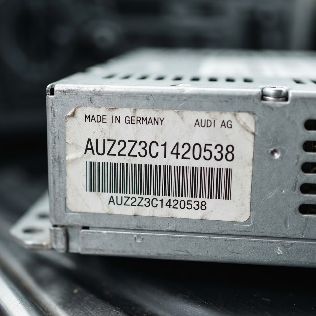 Serial number label on the side of the radio casing
