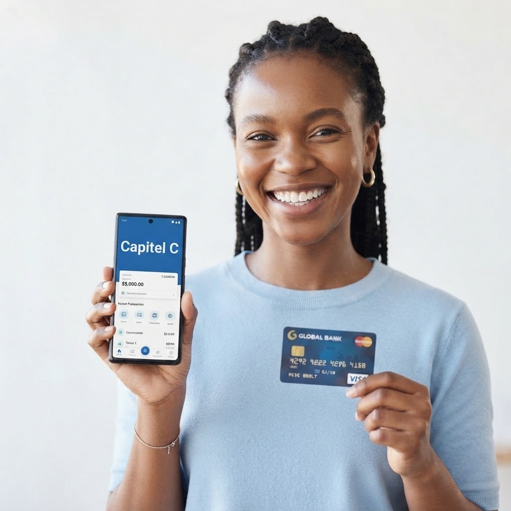 Capitel C customer sending money from her phone