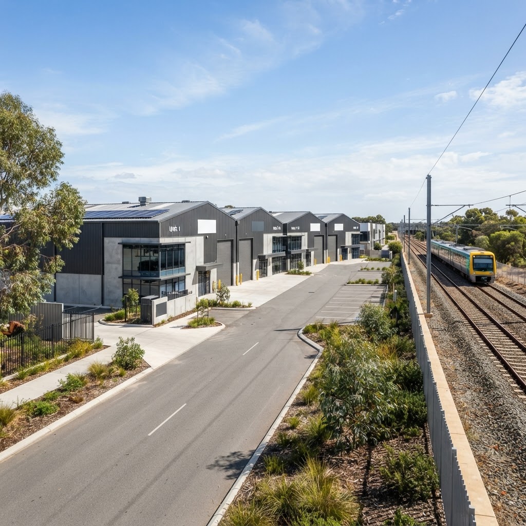 Light industrial and rail-side warehouse precinct in Bassendean, Western Australia