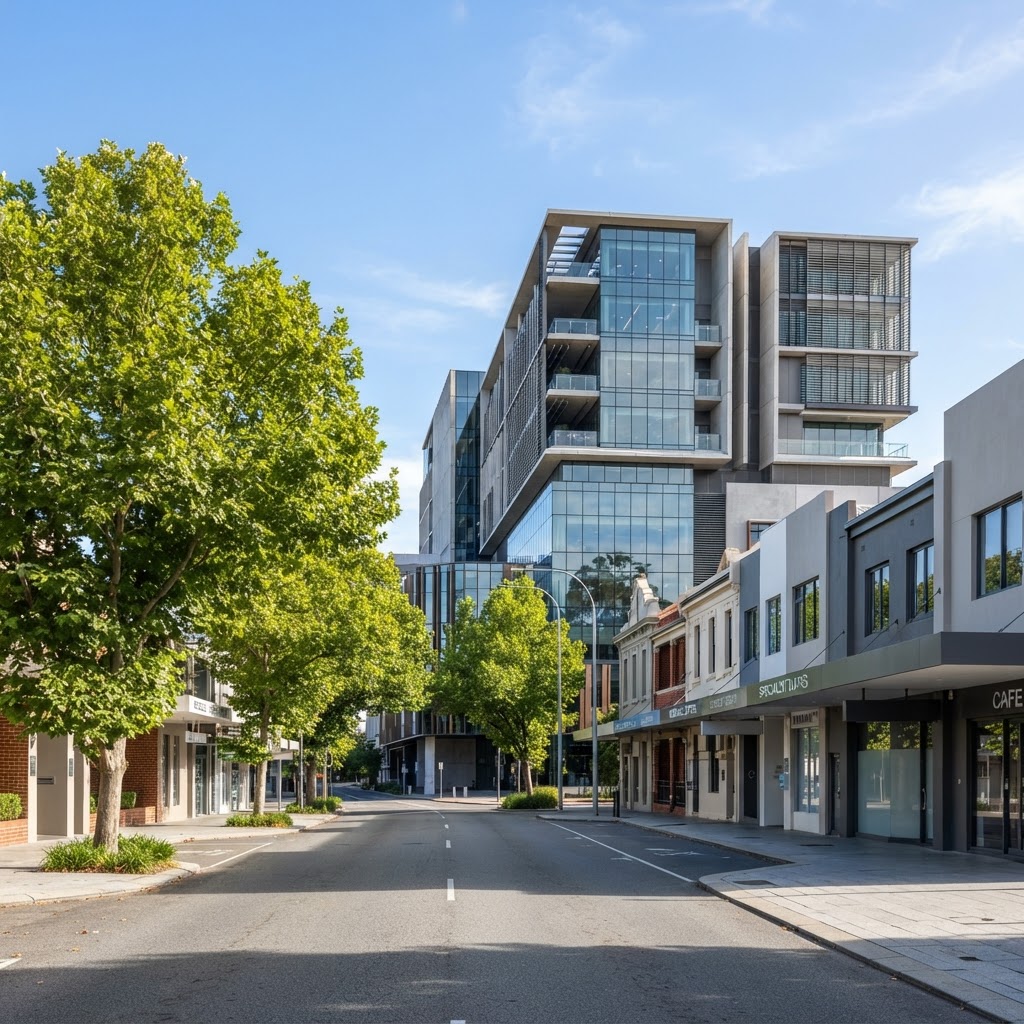 St John of God Subiaco Hospital and the Rokeby Road medical and professional precinct in Subiaco, Western Australia