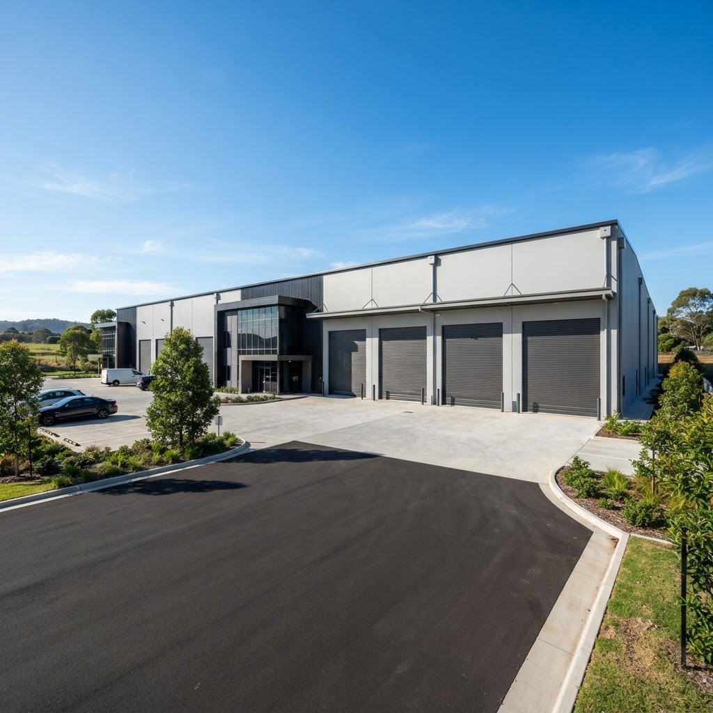 Modern industrial manufacturing facility in Wangara with clean facade, well-maintained yard and spotless warehouse interior