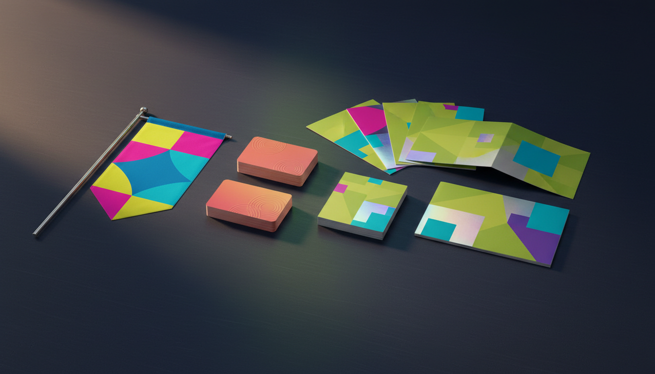 Premium partner products including flag banners and business cards