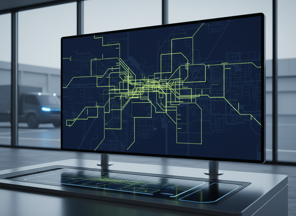 Fleet tracking dashboard showing delivery routes