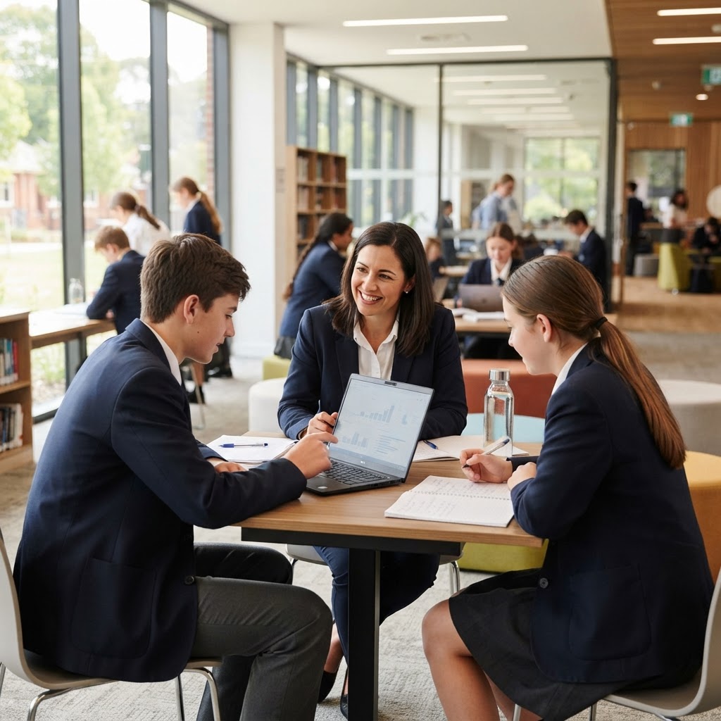 Teachers and students collaborating