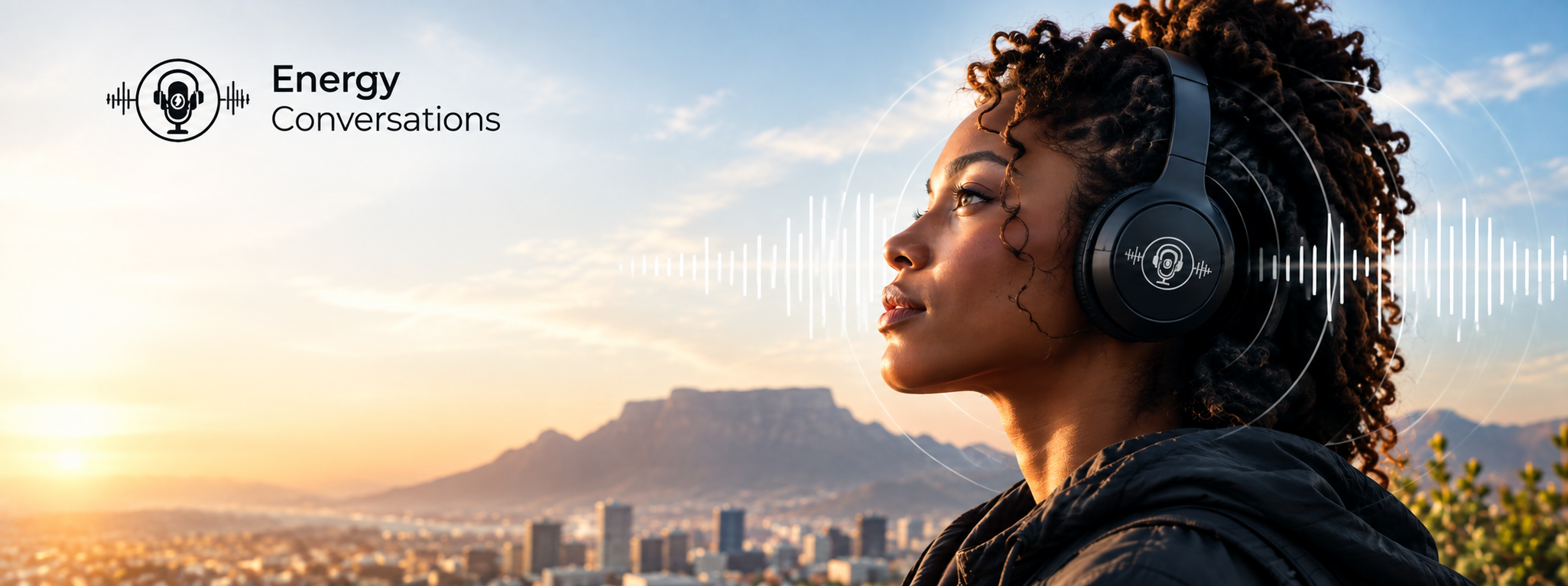 Energy Conversations — a person wearing headphones at sunset