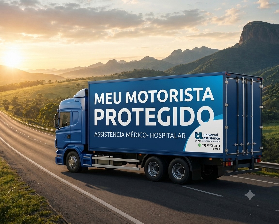 Caminhão seguindo por rodovia ao amanhecer — cobertura nacional do Meu Motorista Protegido