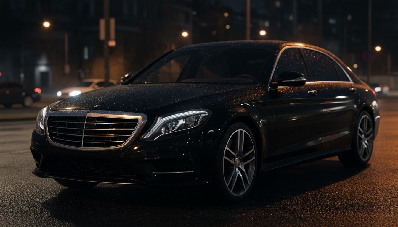 Luxury Mercedes-Benz S-Class at night