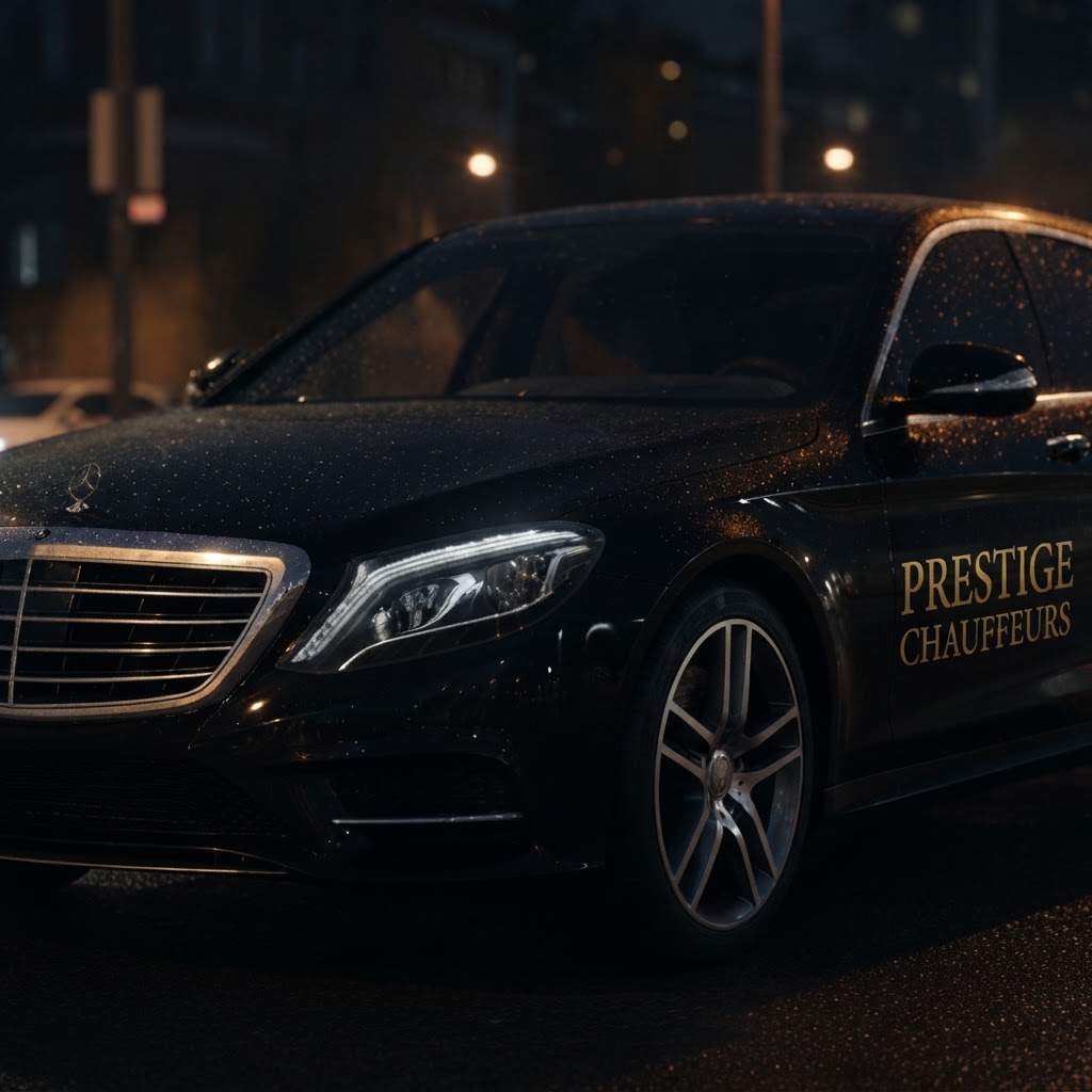 Luxury Mercedes-Benz S-Class at night