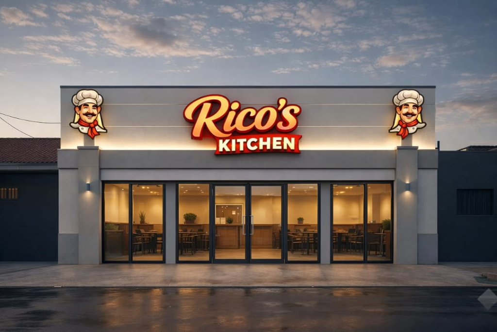 Rico's Kitchen restaurant exterior rendering