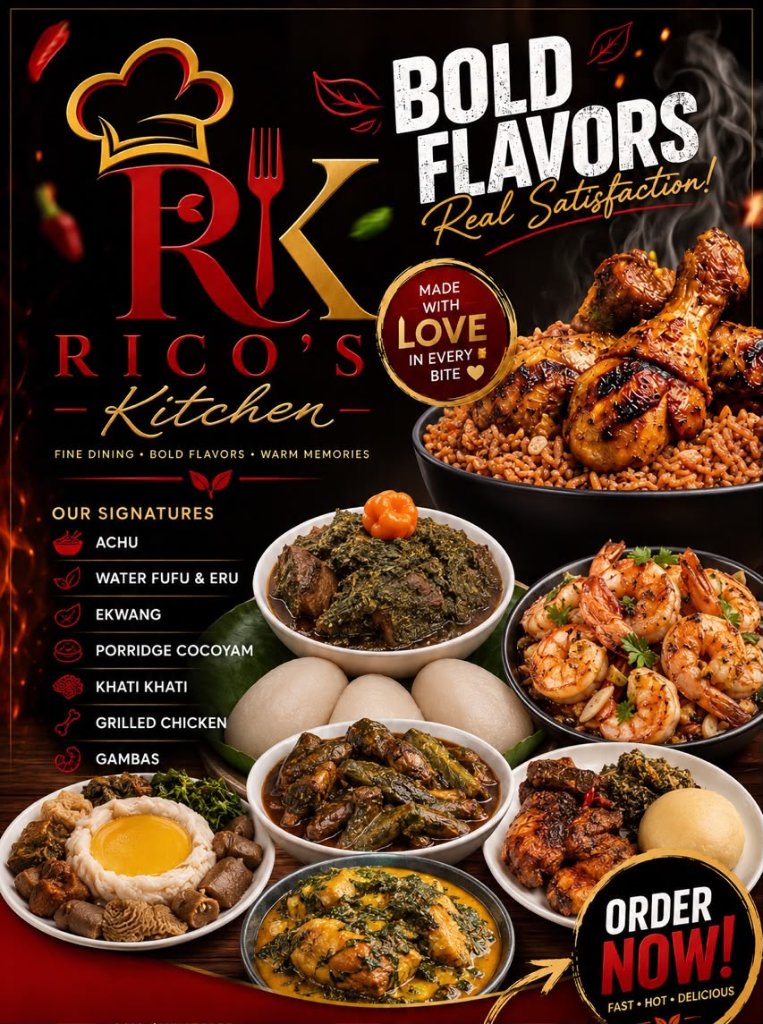 Rico's Kitchen Menu Poster