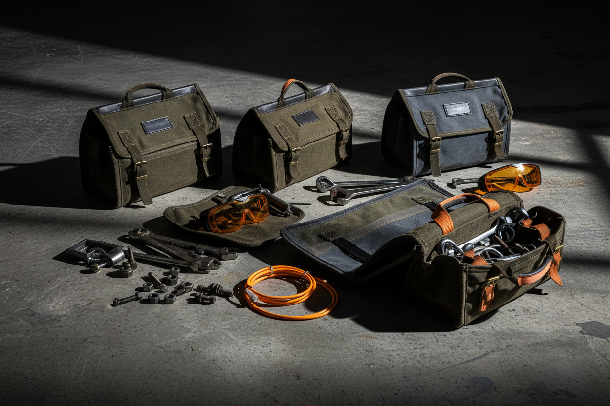 Heavy-duty contractor tool cases representing organized insurance coverage