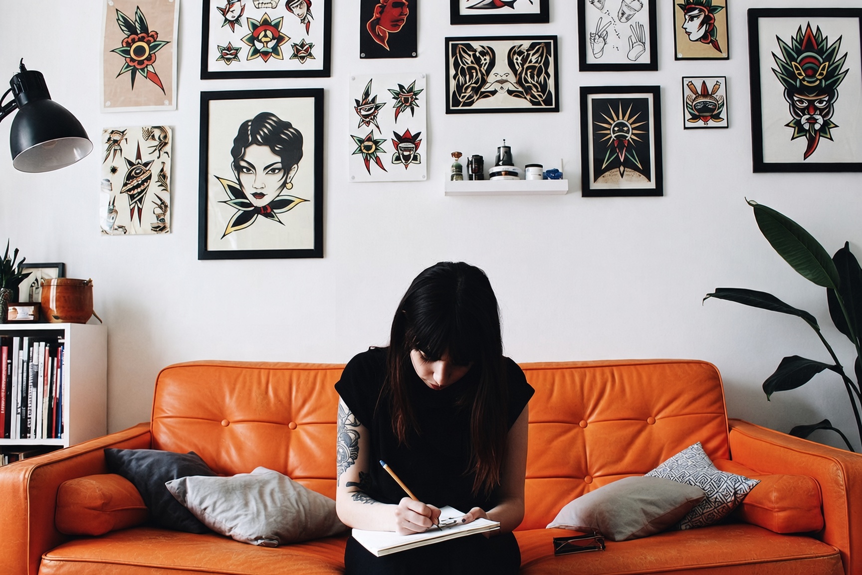 Préparation d'un dessin dans le salon