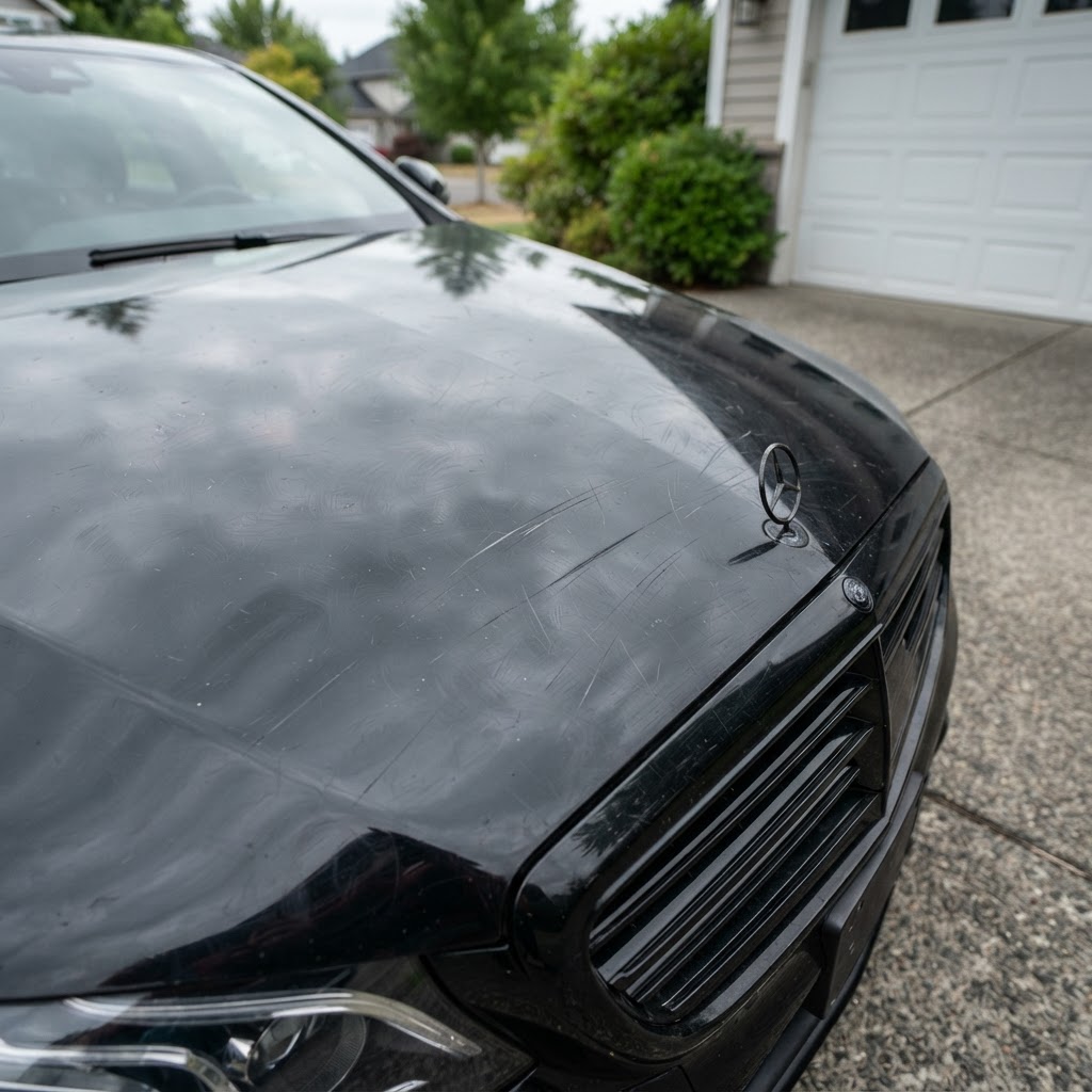 Hood Scratch & Paint Correction — before