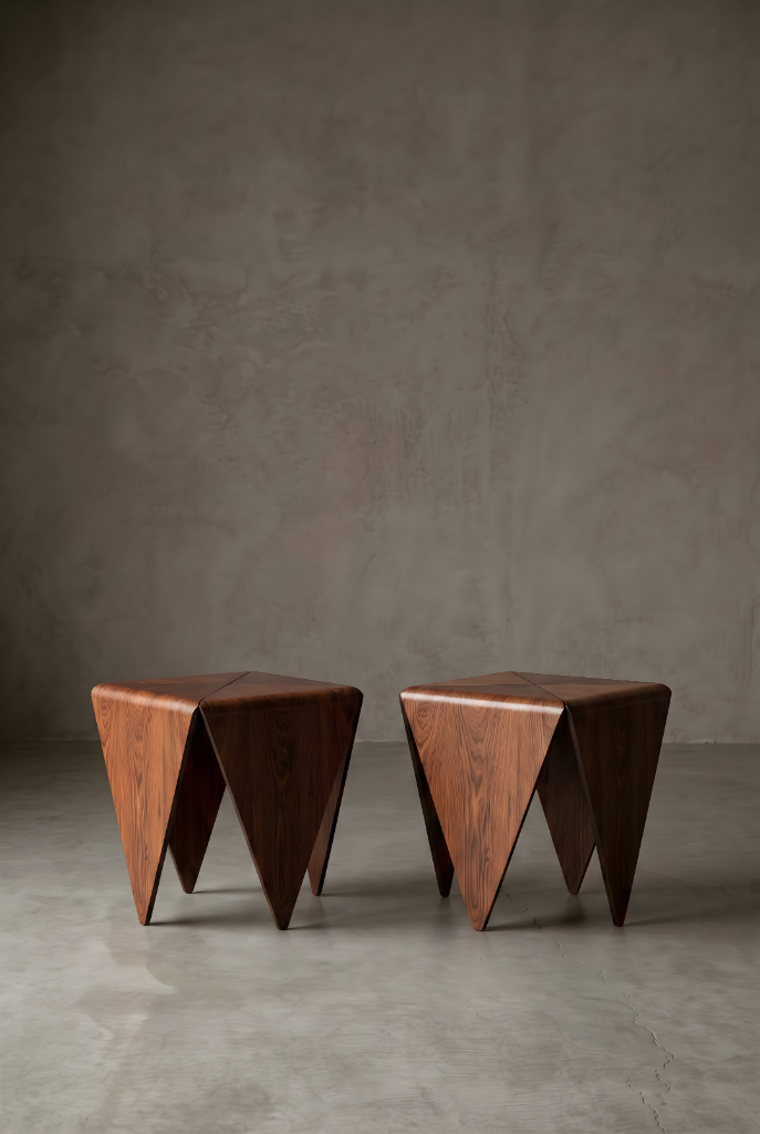Pétalas Side Tables Pair by Jorge Zalszupin, bent laminated rosewood